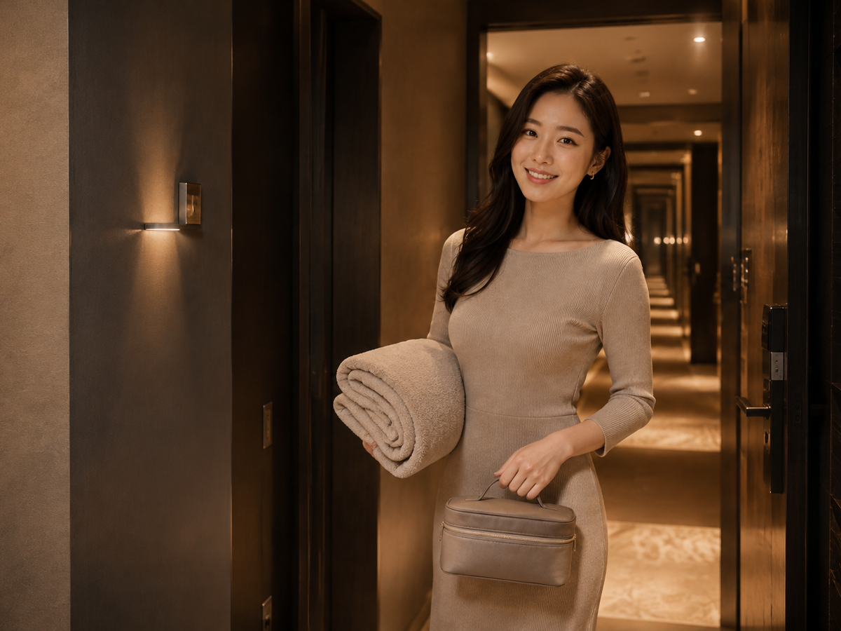 용인 신갈 방문 홈케어 일정을 준비하는 젊은 성인 한국 여성 관리사